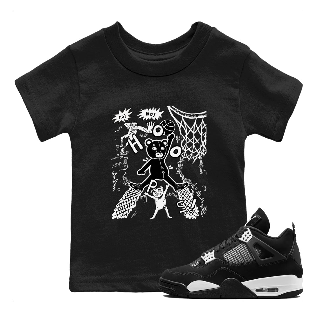 Stop The Bear snkmatch Tees Kids - Air Jordan 4 White Thunder