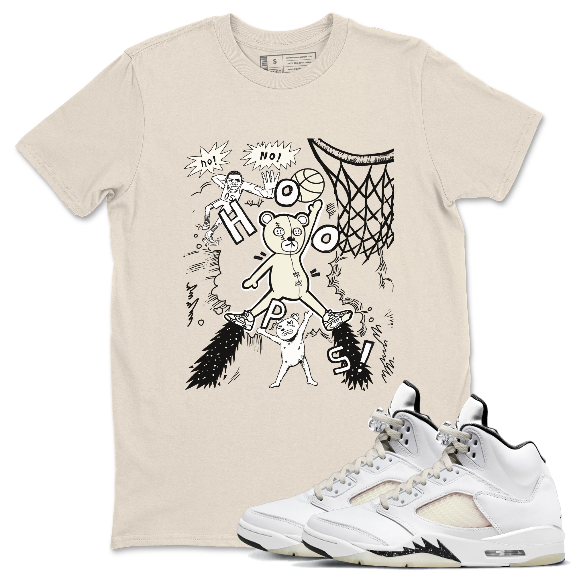 Stop The Bear snkmatch Tees - Air Jordan 5 Sail
