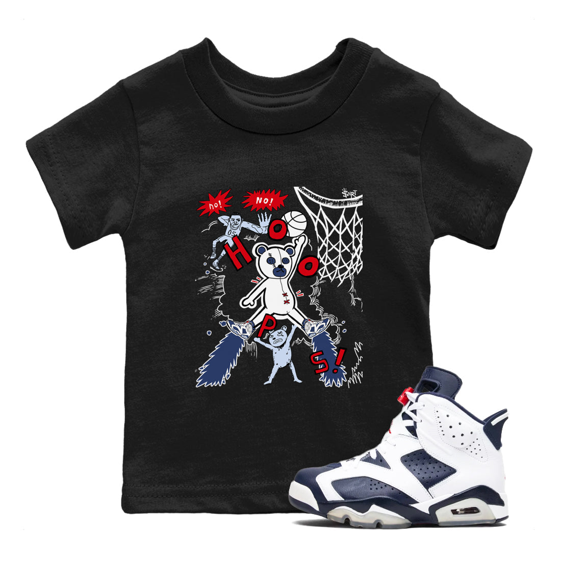 Stop The Bear snkmatch Tees Kids - Air Jordan 6 White And Midnight Navy