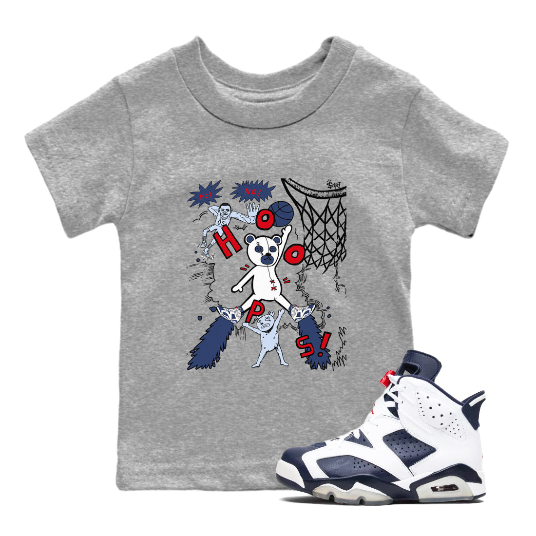 Stop The Bear snkmatch Tees Kids - Air Jordan 6 White And Midnight Navy