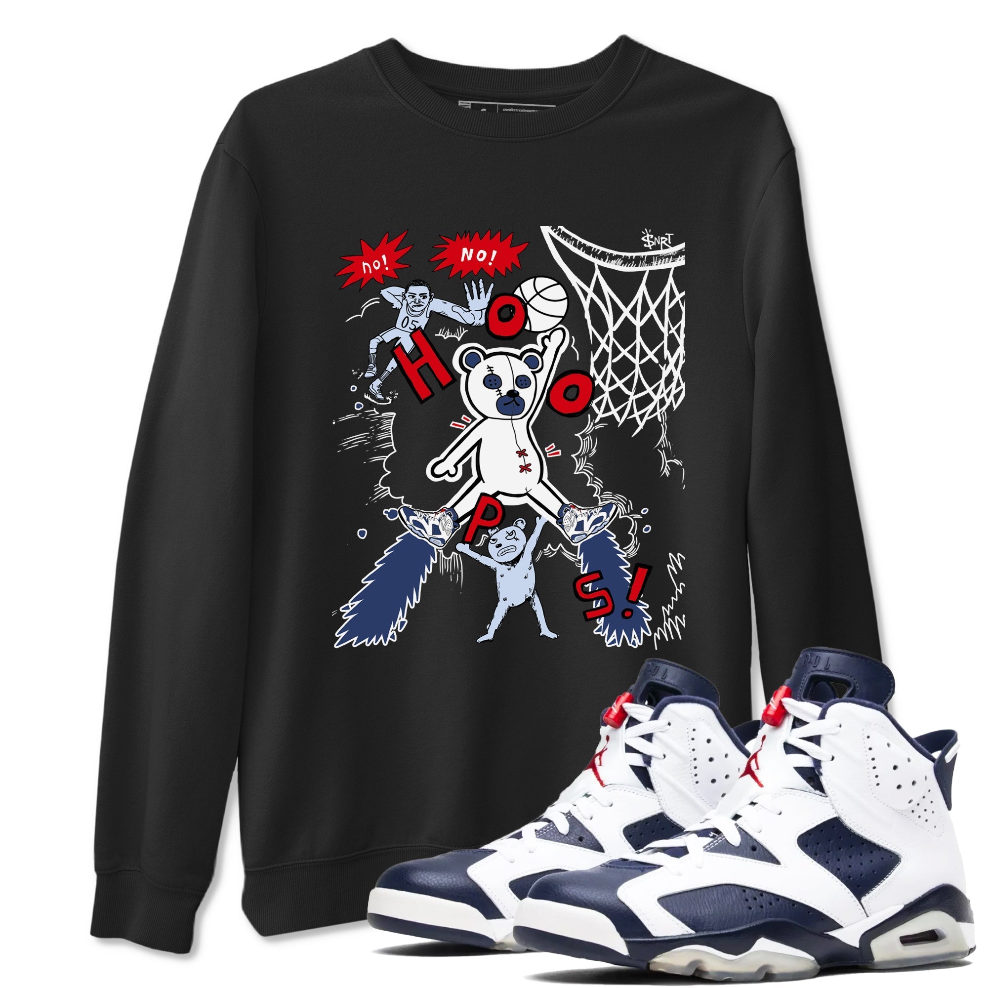Stop The Bear snkmatch Tees - Air Jordan 6 White And Midnight Navy