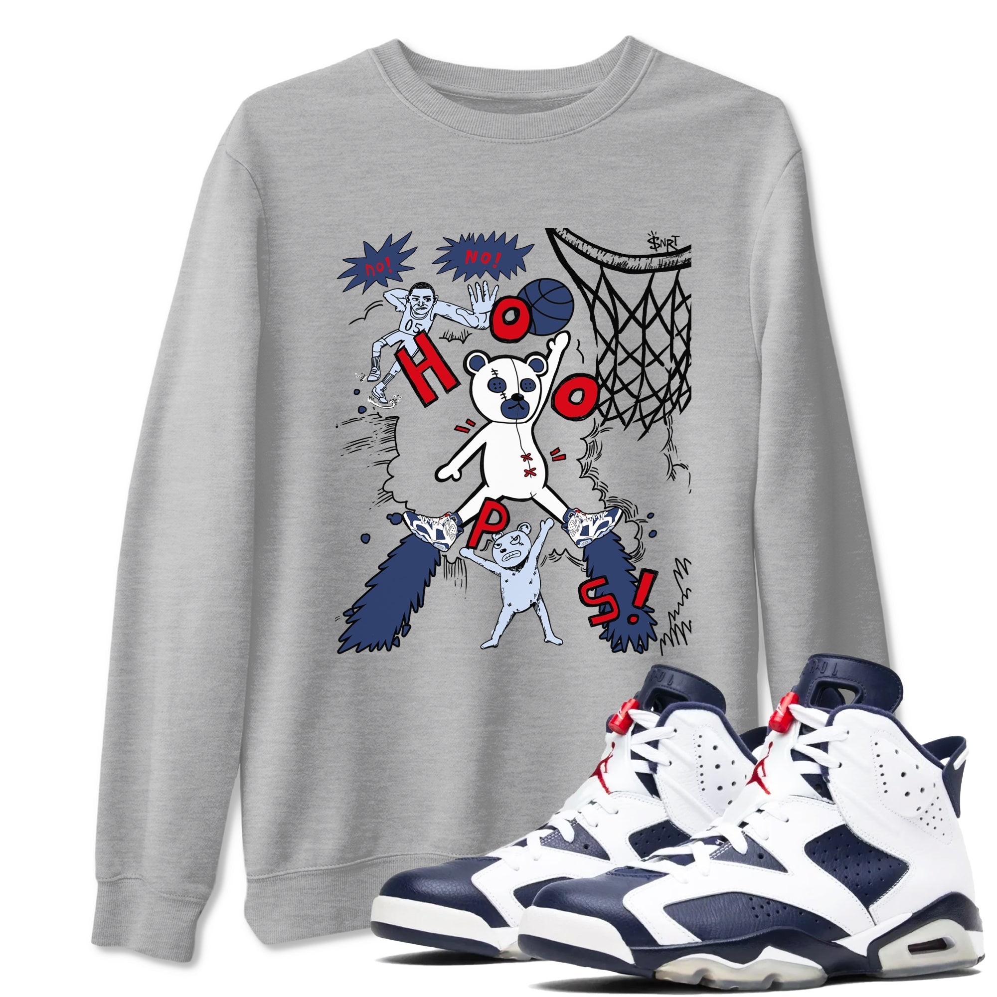Stop The Bear snkmatch Tees - Air Jordan 6 White And Midnight Navy
