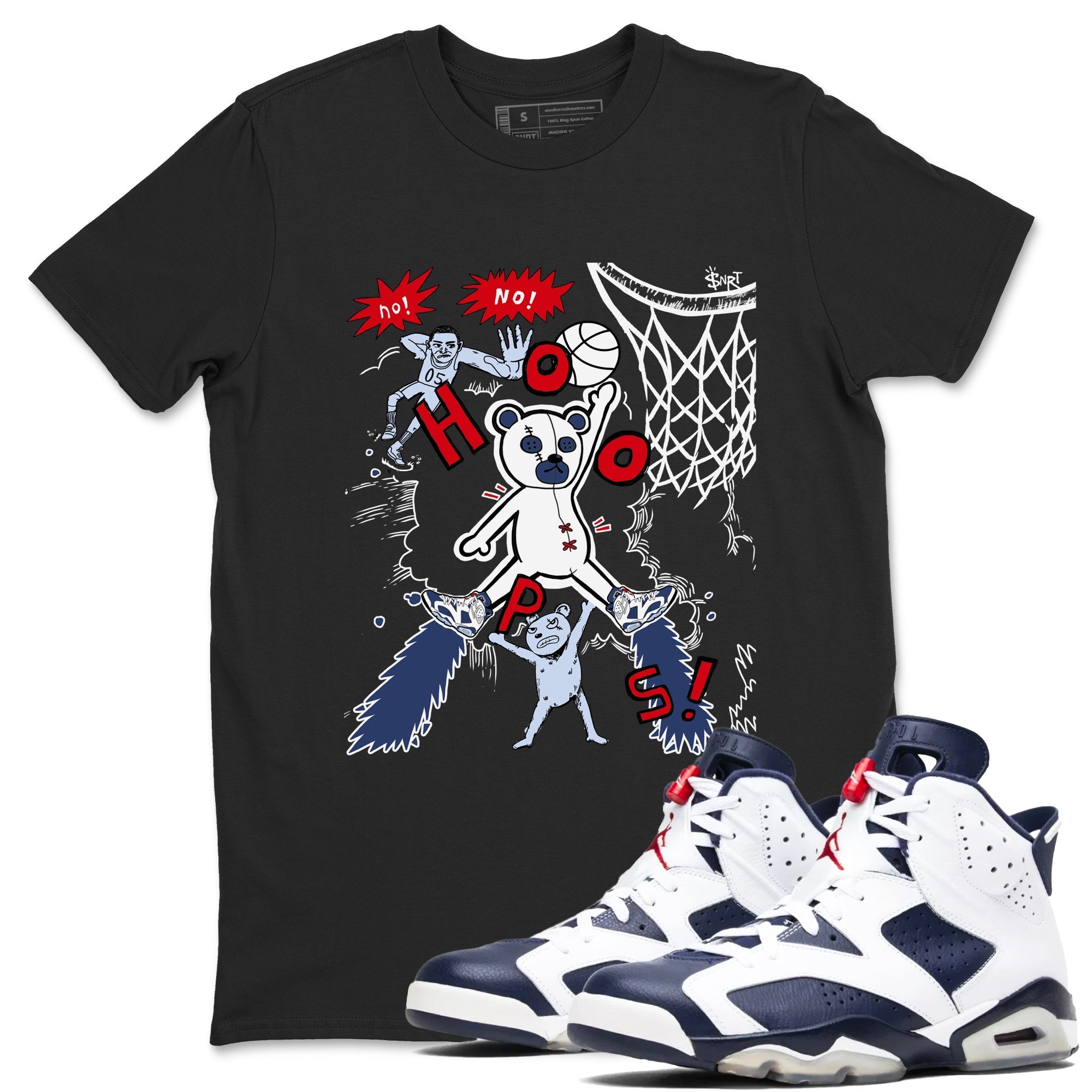Stop The Bear snkmatch Tees - Air Jordan 6 White And Midnight Navy