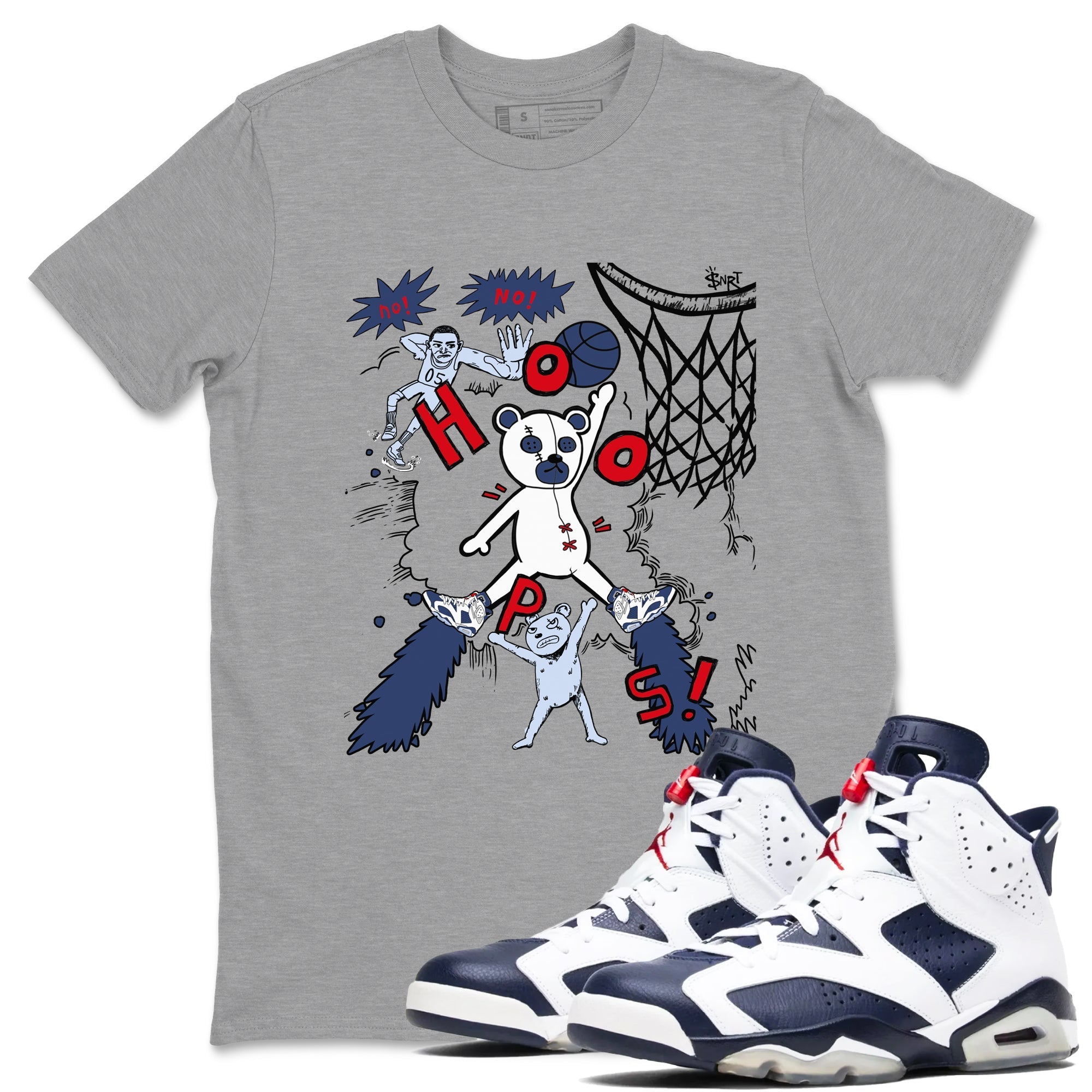 Stop The Bear snkmatch Tees - Air Jordan 6 White And Midnight Navy