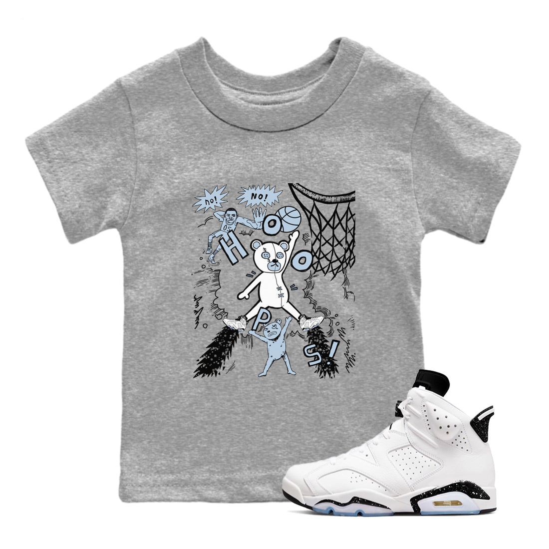 Stop The Bear snkmatch Tees Kids - Air Jordan 6 White Black
