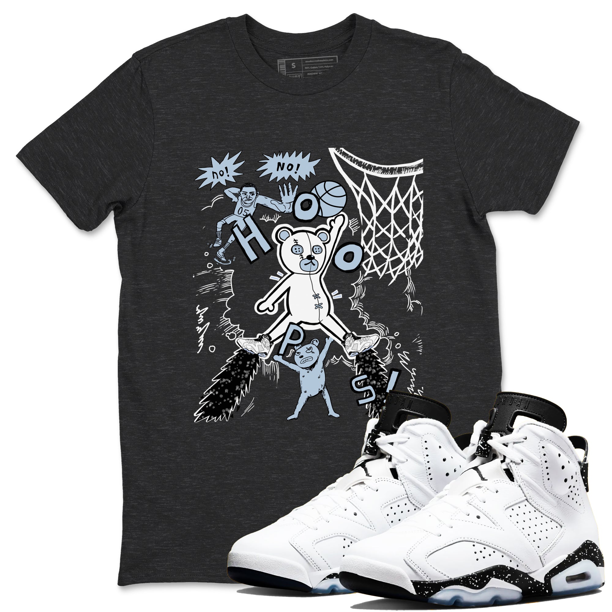 Stop The Bear snkmatch Tees - Air Jordan 6 White Black
