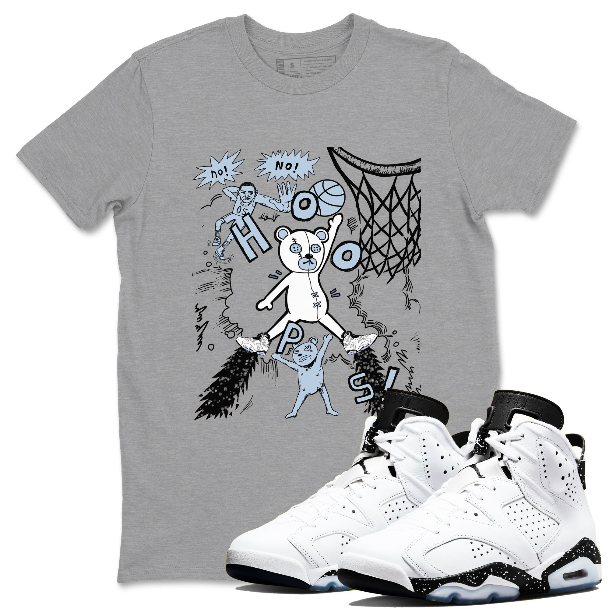 Stop The Bear snkmatch Tees - Air Jordan 6 White Black