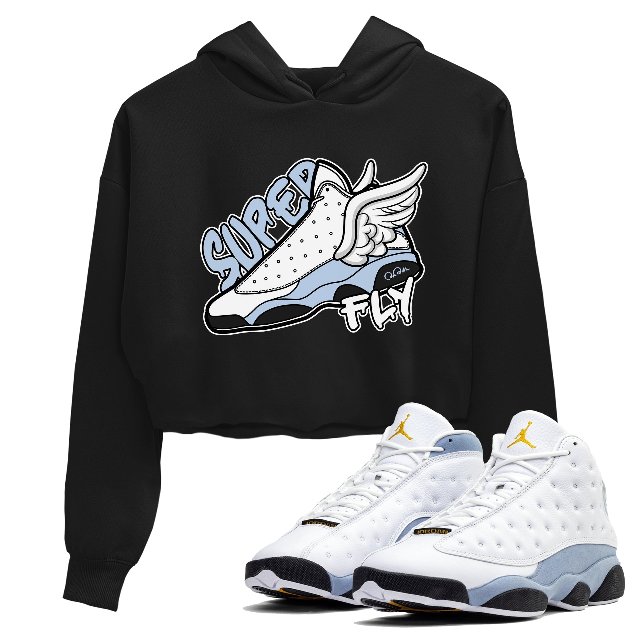 Super Fly snkmatch Women's Top - Air Jordan 13 Blue Grey