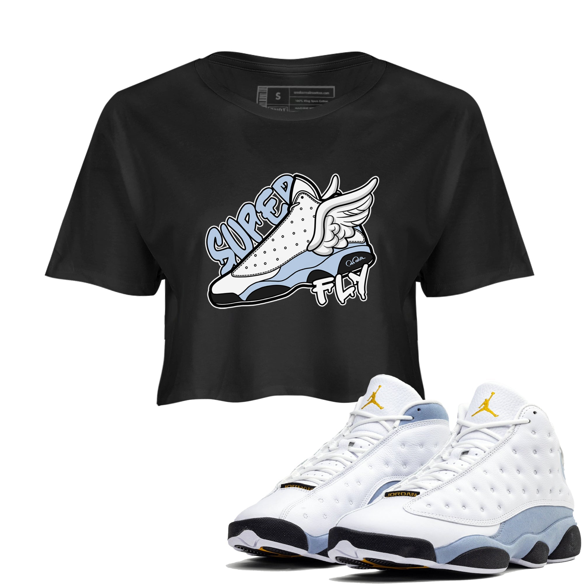 Super Fly snkmatch Women's Top - Air Jordan 13 Blue Grey
