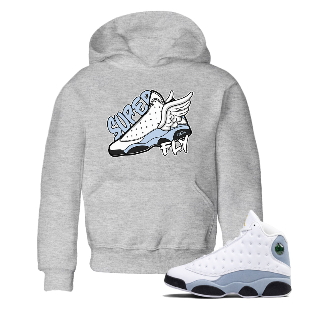 Super Fly snkmatch Tees Kids - Air Jordan 13 Blue Grey