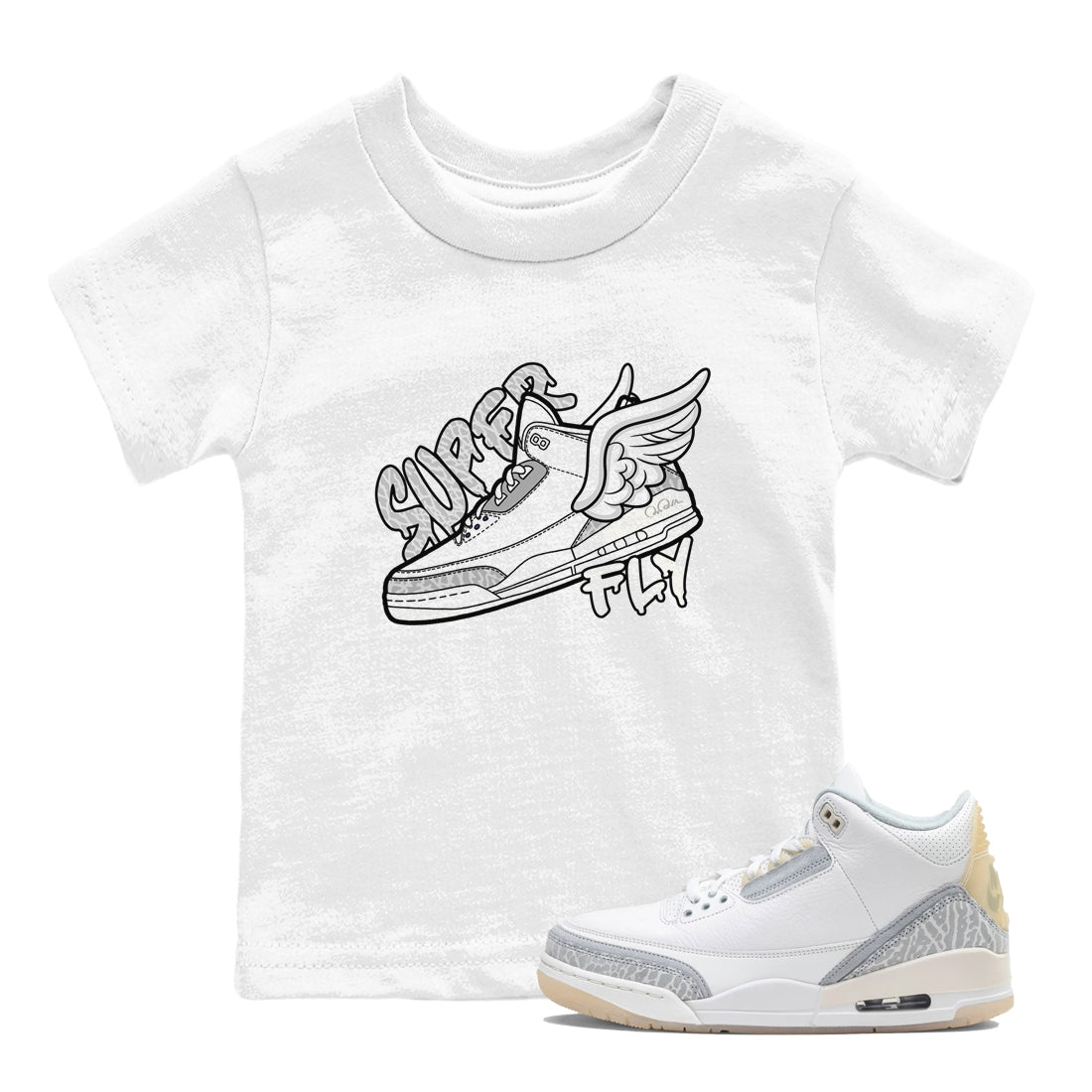 Super Fly snkmatch Tees Kids - Air Jordan 3 Ivory