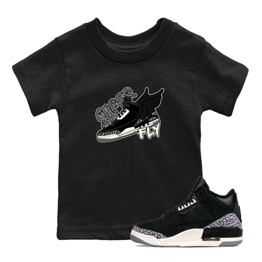 Super Fly snkmatch Tee Kids - Air Jordan 3 Off Noir