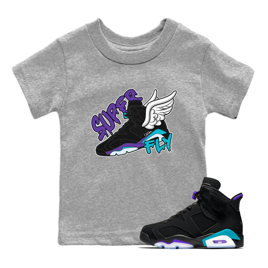 Super Fly Kids Tops - Air Jordan 6 Aqua