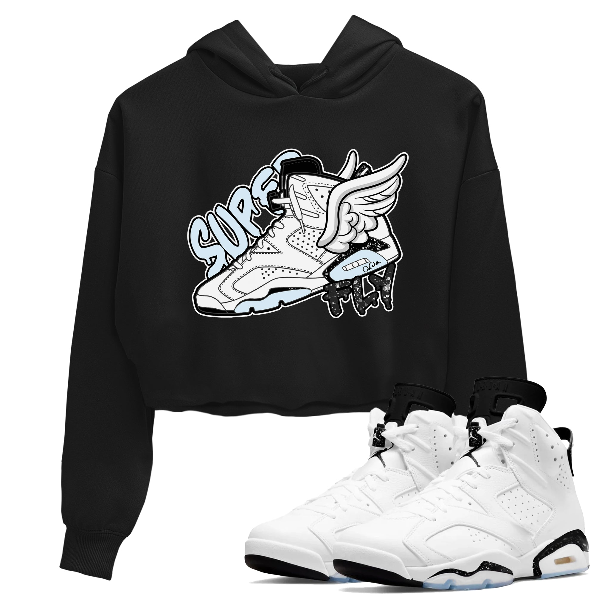 Super Fly snkmatch Women's Top - Air Jordan 6 White Black