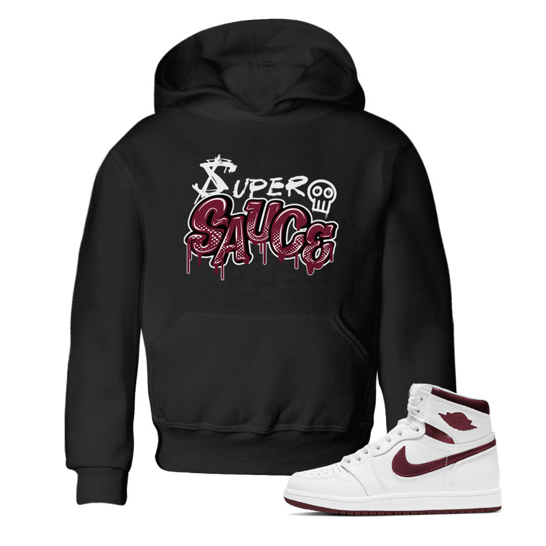 Super Sauce snkmatch Tees Kids - Air Jordan 1 Metallic Burgundy
