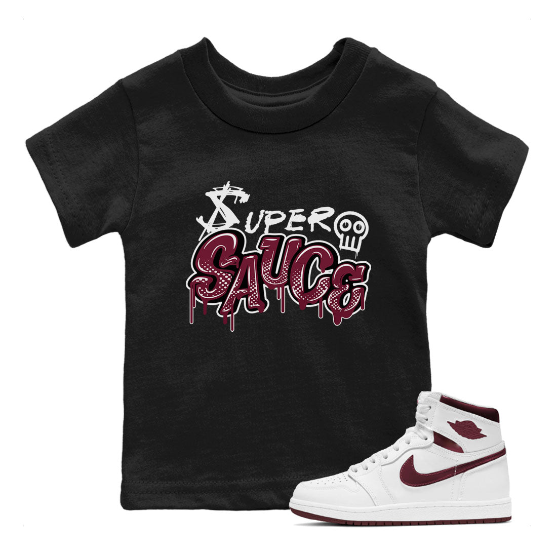 Super Sauce snkmatch Tees Kids - Air Jordan 1 Metallic Burgundy