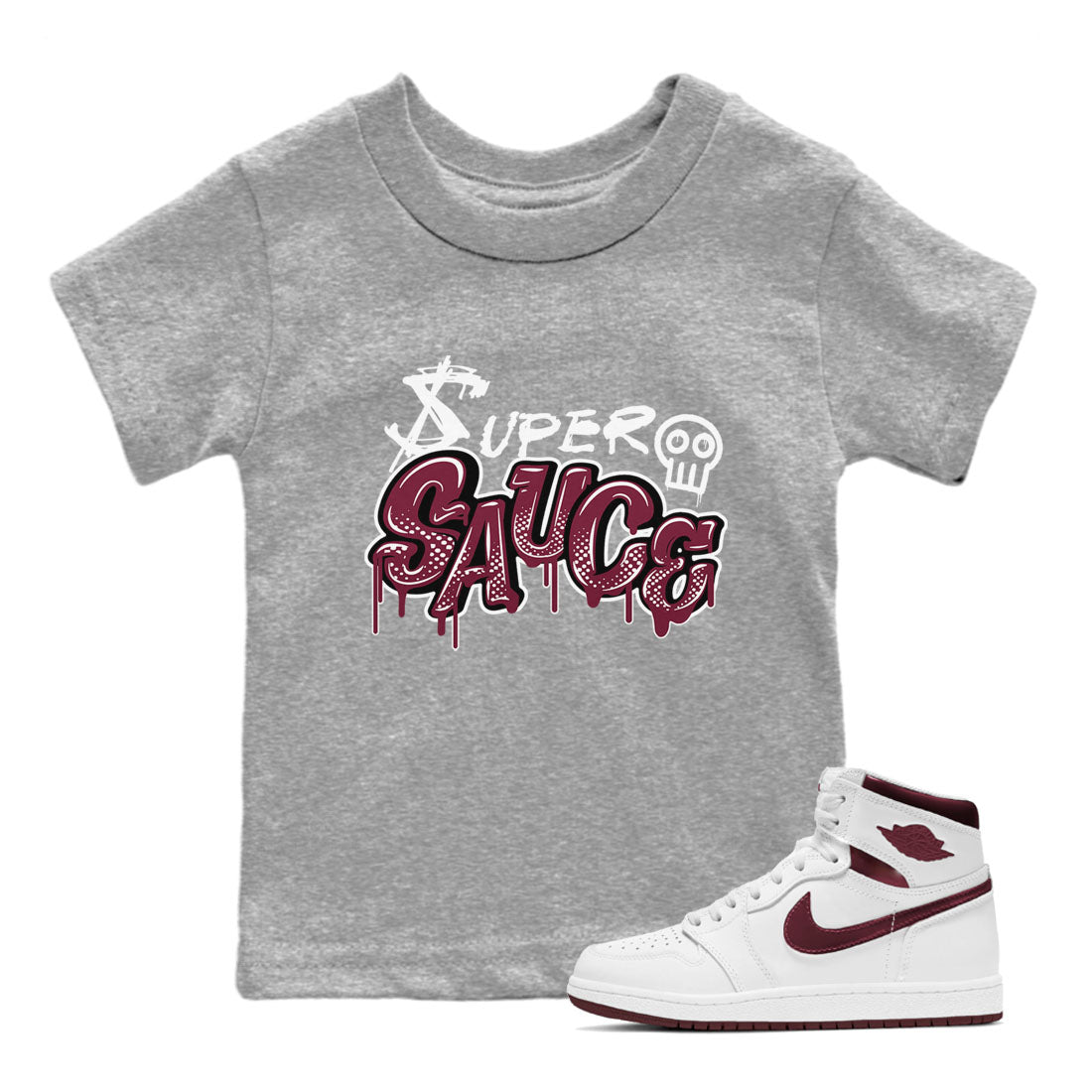 Super Sauce snkmatch Tees Kids - Air Jordan 1 Metallic Burgundy