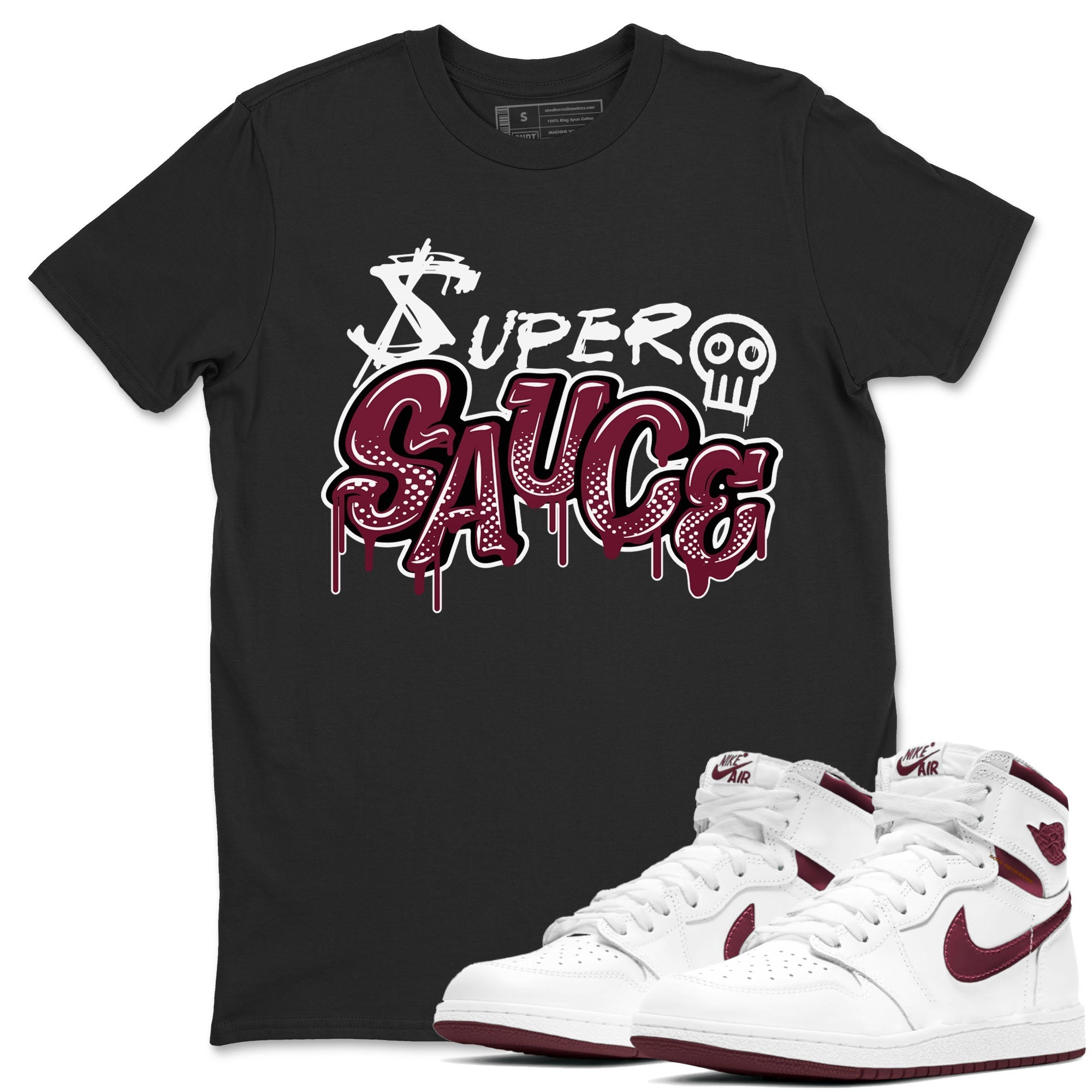 Super Sauce snkmatch Tees - Air Jordan 1 Metallic Burgundy