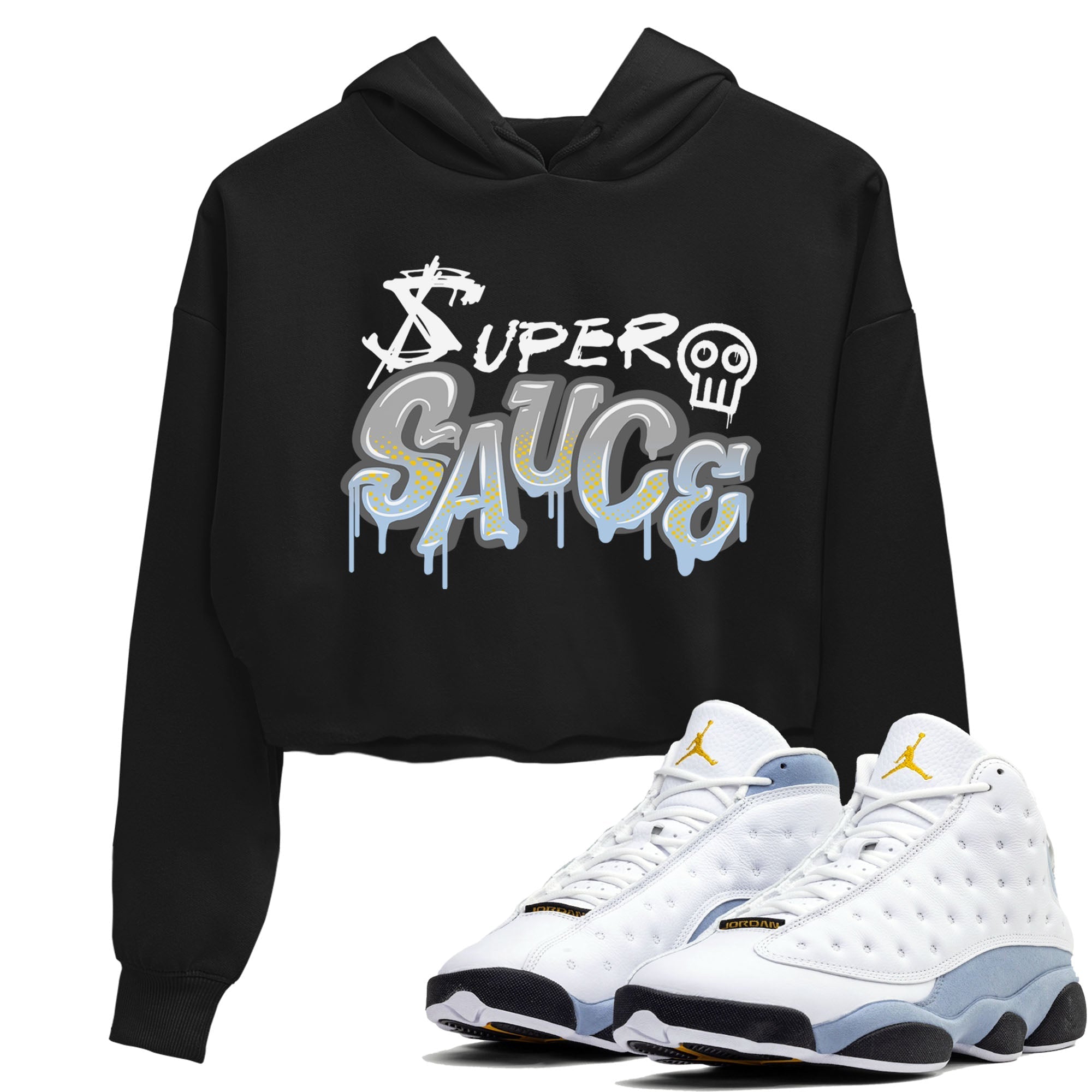 Super Sauce snkmatch Women's Top - Air Jordan 13 Blue Grey