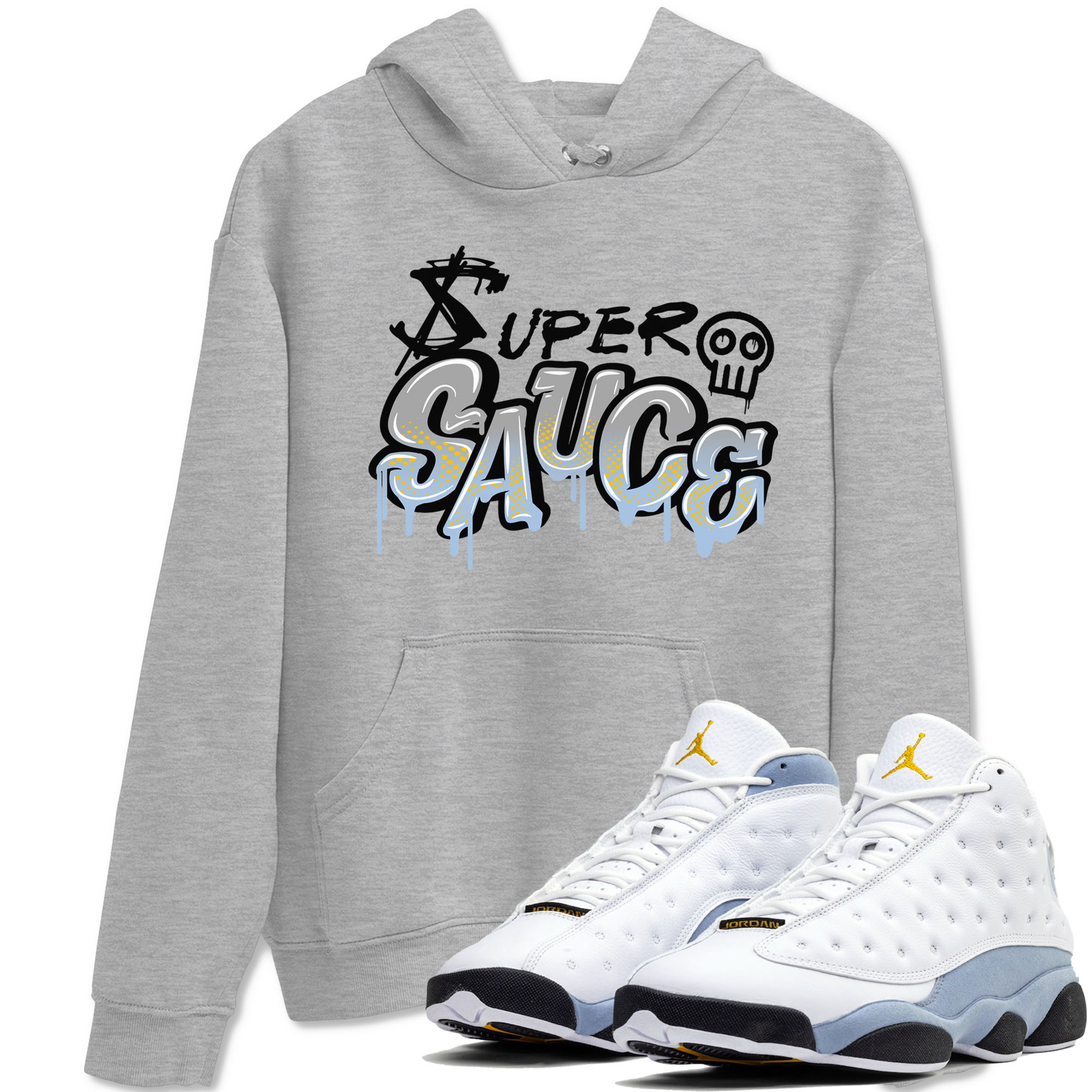 Super Sauce snkmatch Tees - Air Jordan 13 Blue Grey