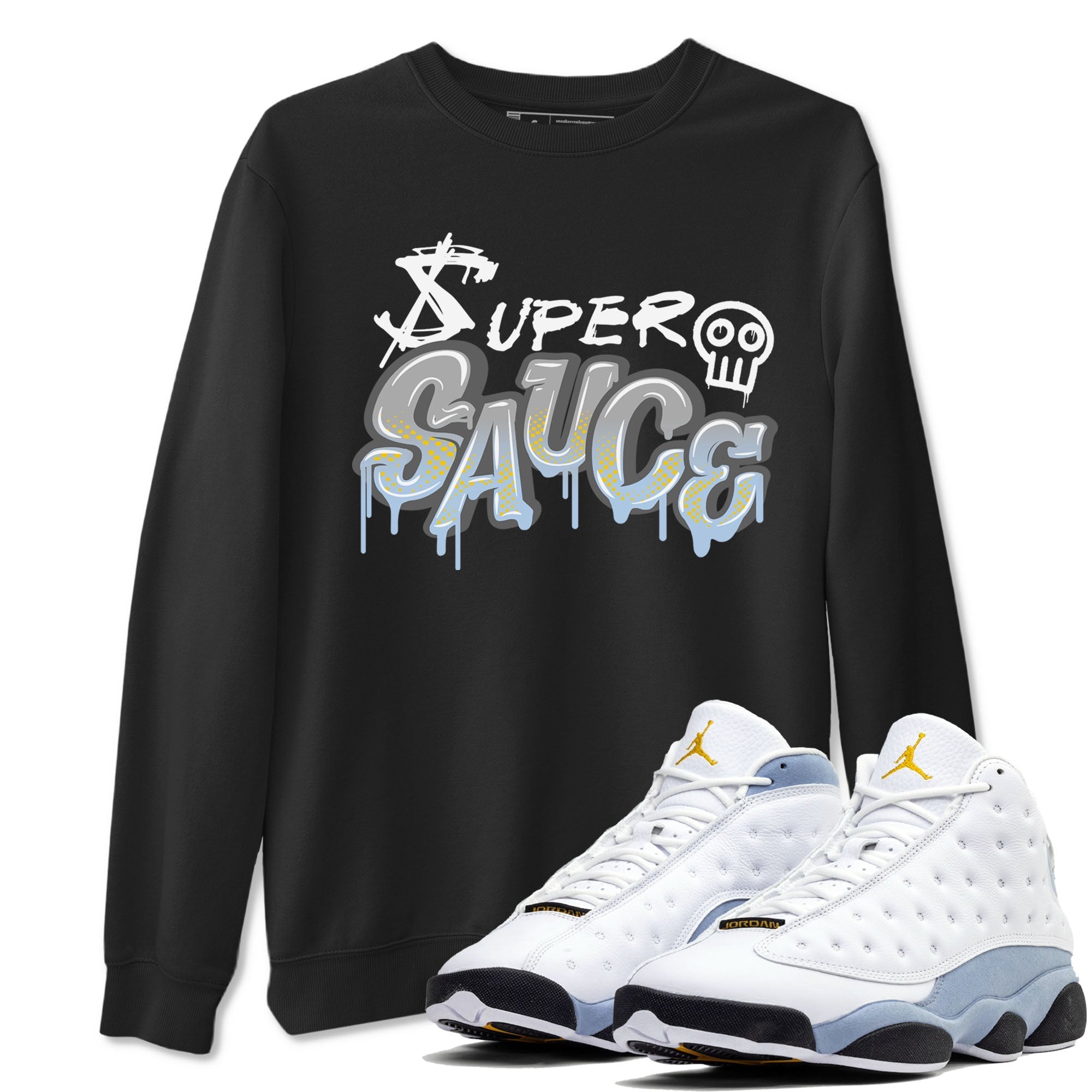 Super Sauce snkmatch Tees - Air Jordan 13 Blue Grey
