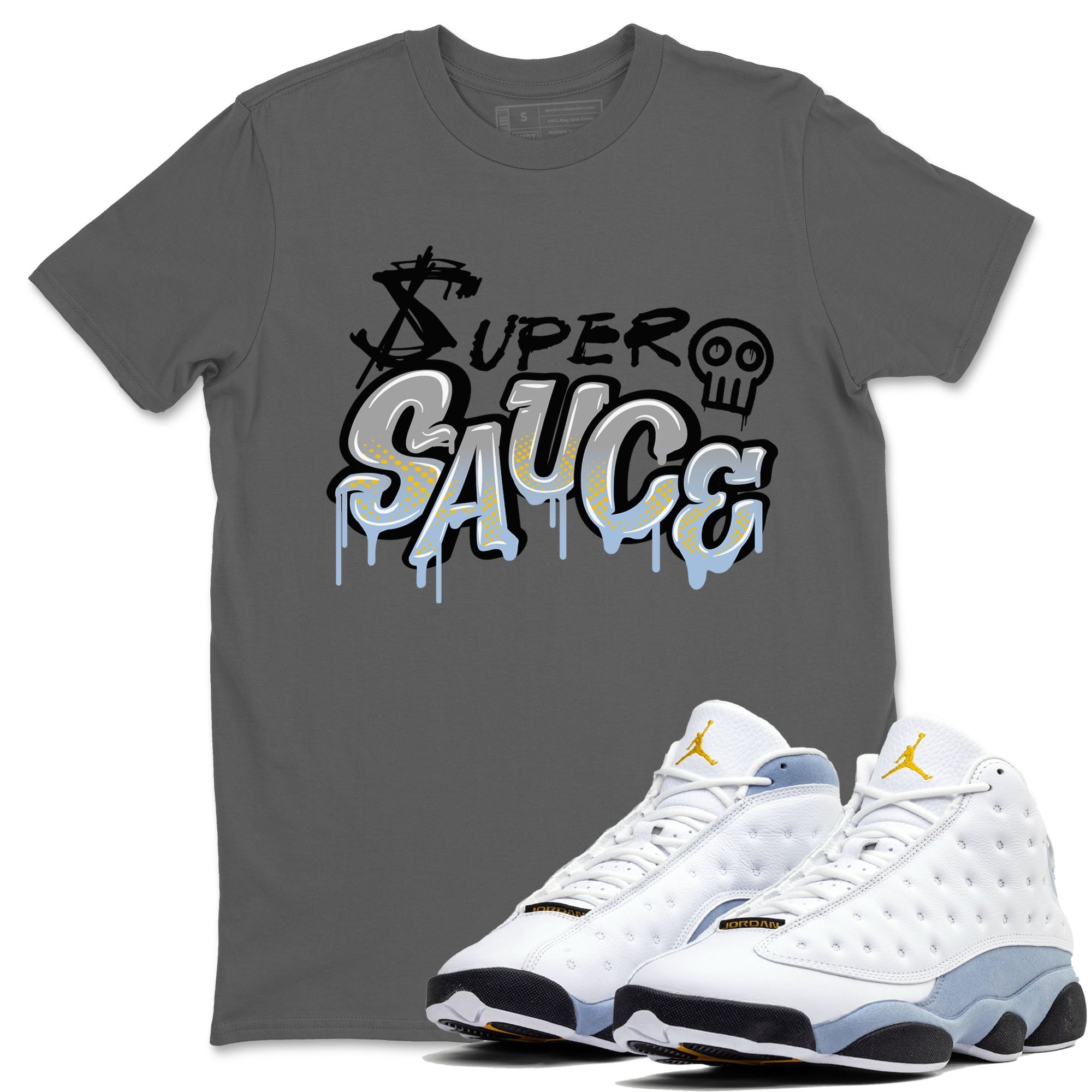 Super Sauce snkmatch Tees - Air Jordan 13 Blue Grey