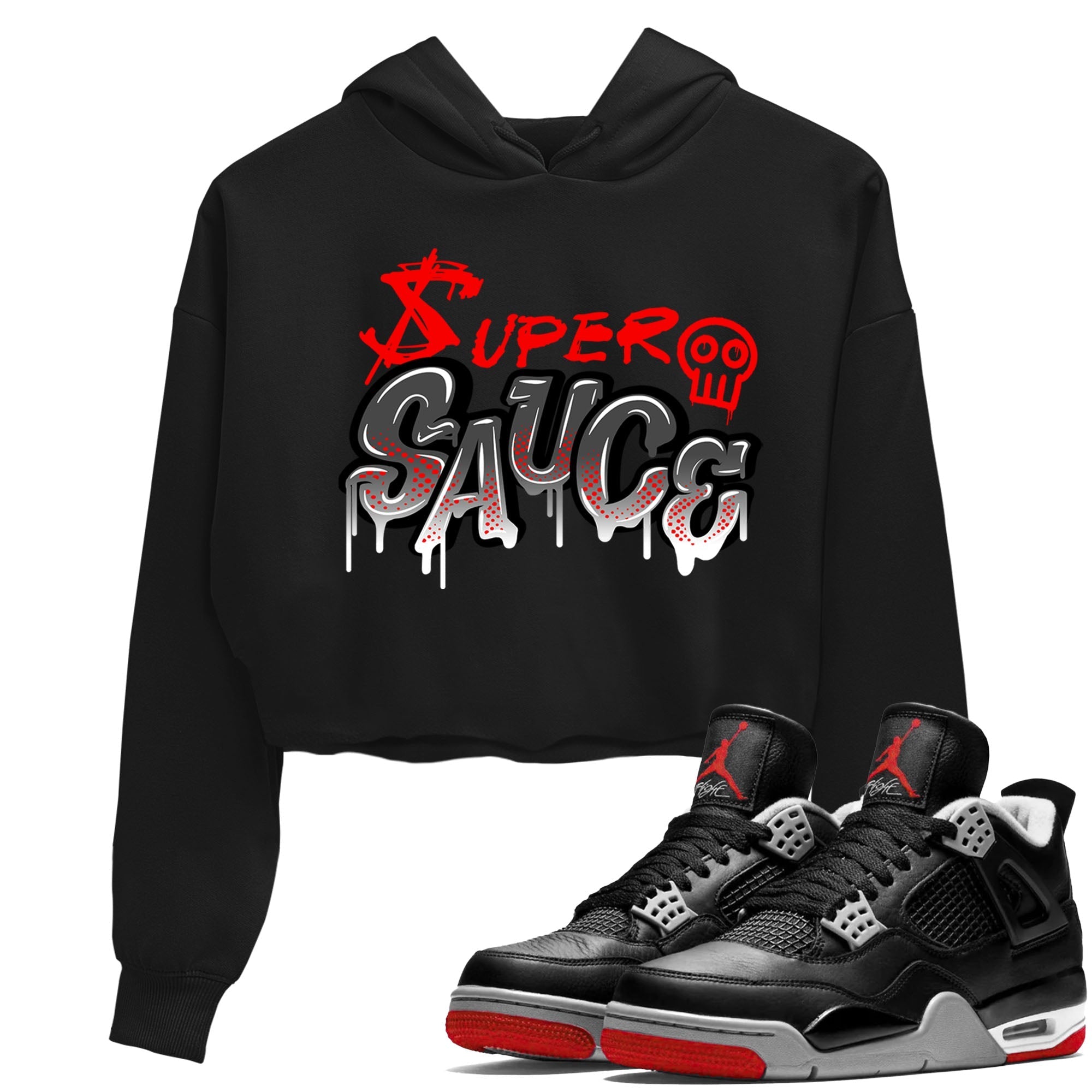 Super Sauce snkmatch Women's Top - Air Jordan 4 Bred Reimagined