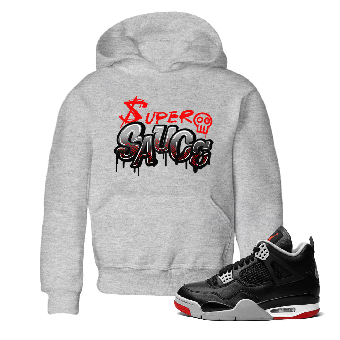 Super Sauce snkmatch Tees Kids - Air Jordan 4 Bred Reimagined