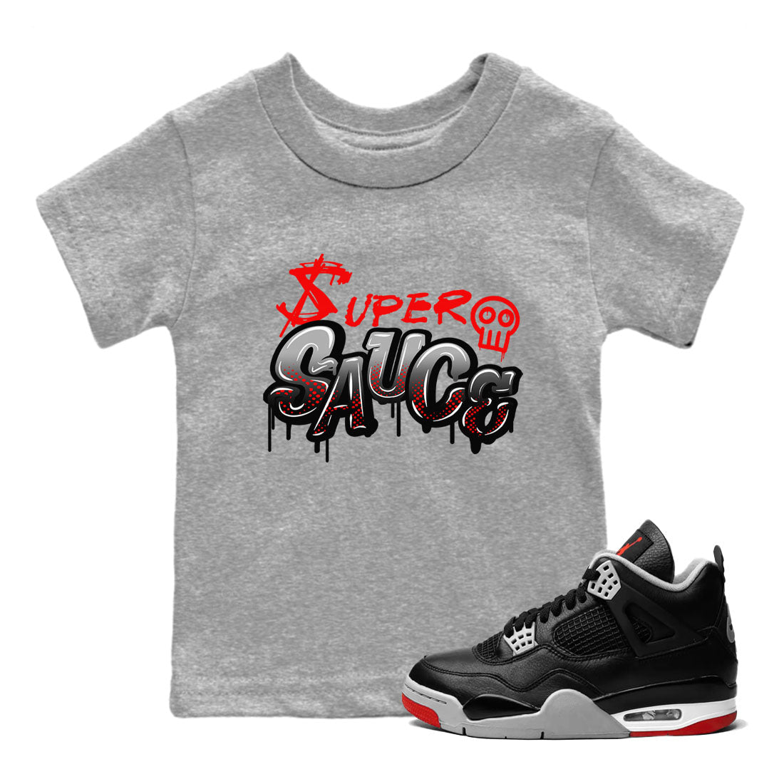 Super Sauce snkmatch Tees Kids - Air Jordan 4 Bred Reimagined