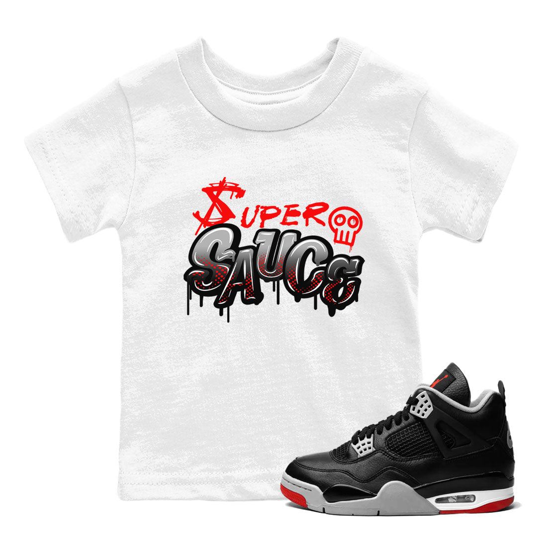 Super Sauce snkmatch Tees Kids - Air Jordan 4 Bred Reimagined
