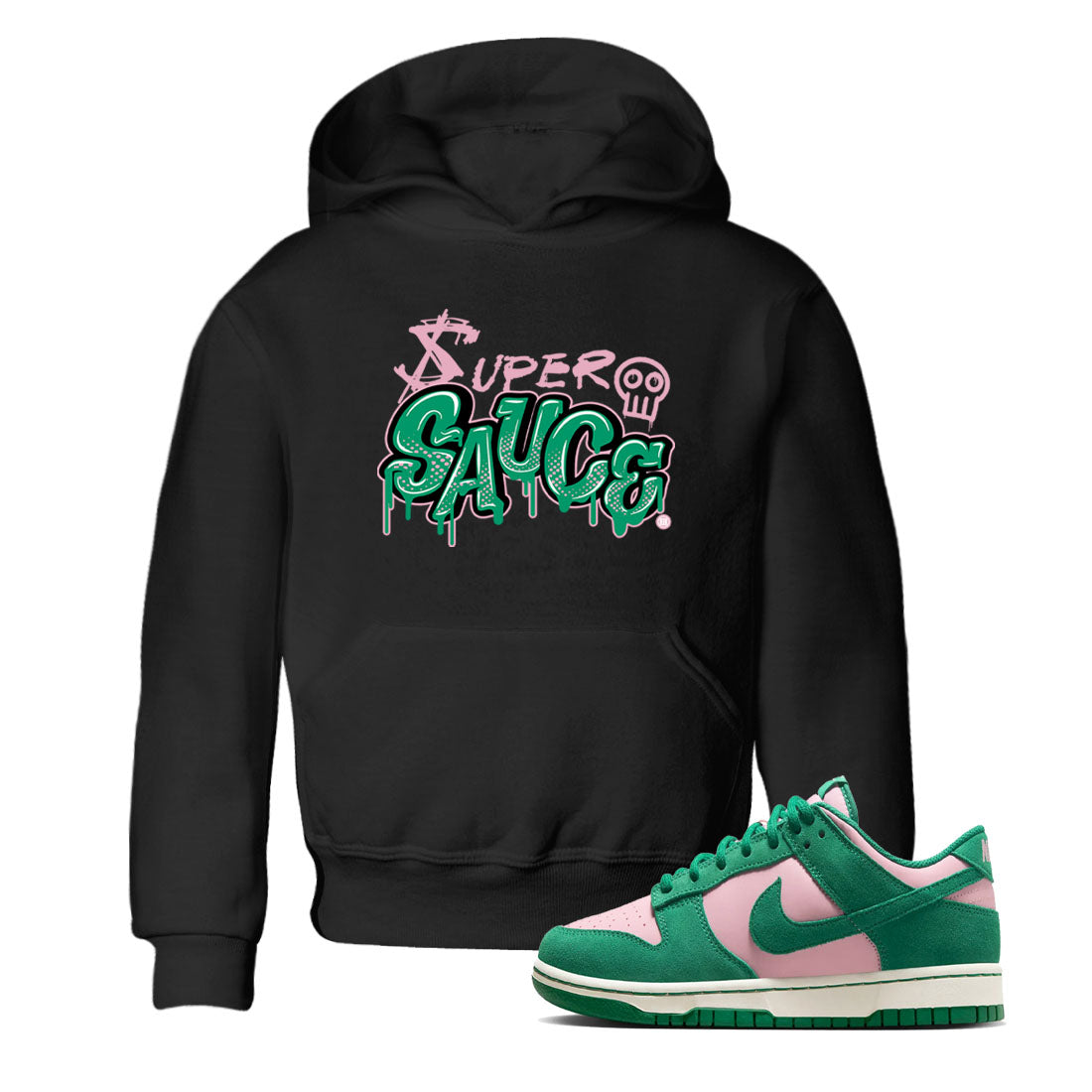 Super Sauce snkmatch Tees Kids - Dunk Medium Soft Pink Malachite