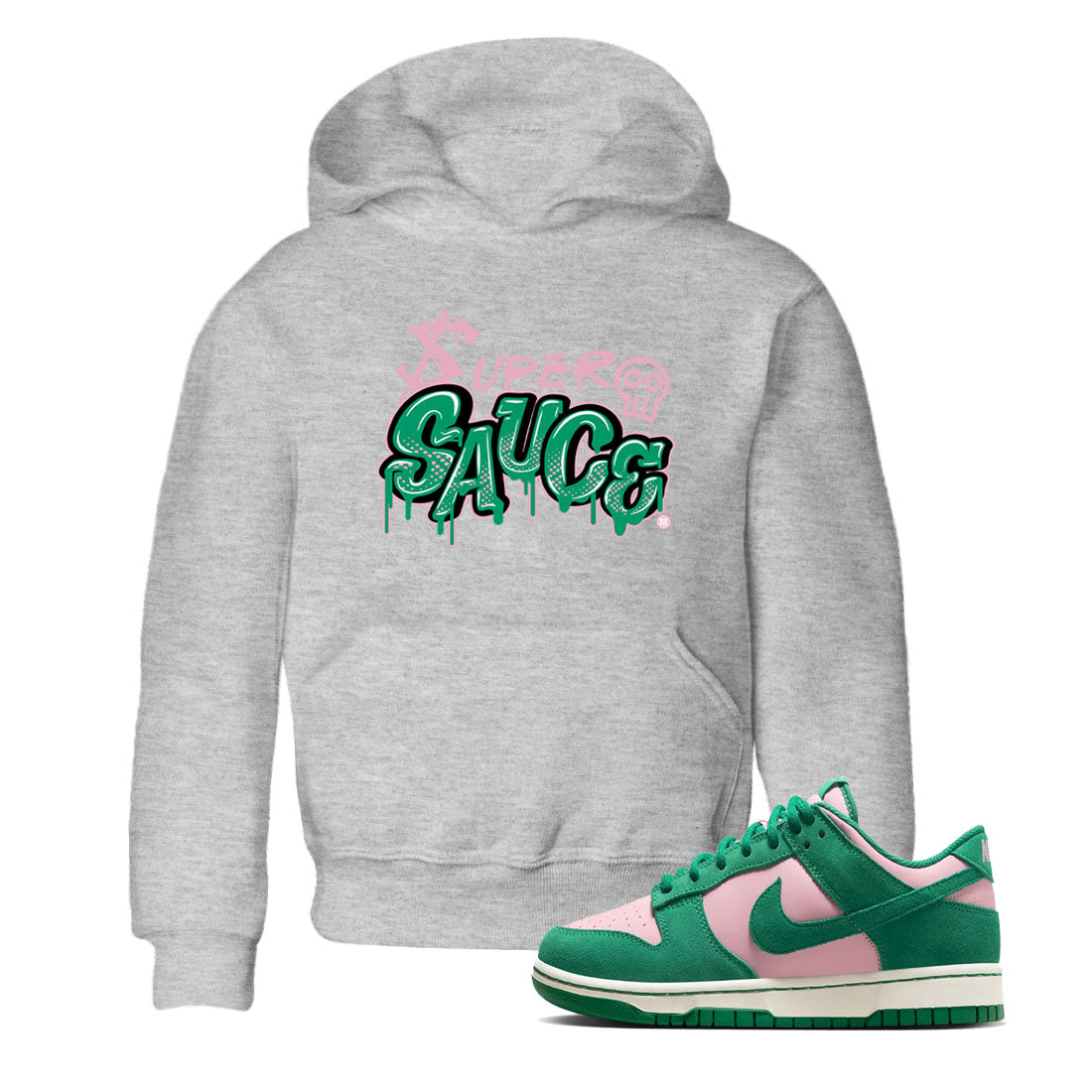 Super Sauce snkmatch Tees Kids - Dunk Medium Soft Pink Malachite