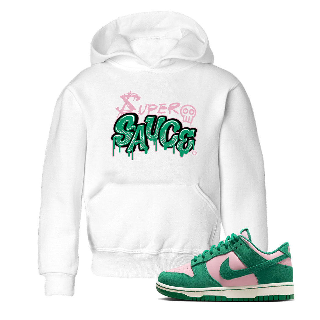 Super Sauce snkmatch Tees Kids - Dunk Medium Soft Pink Malachite