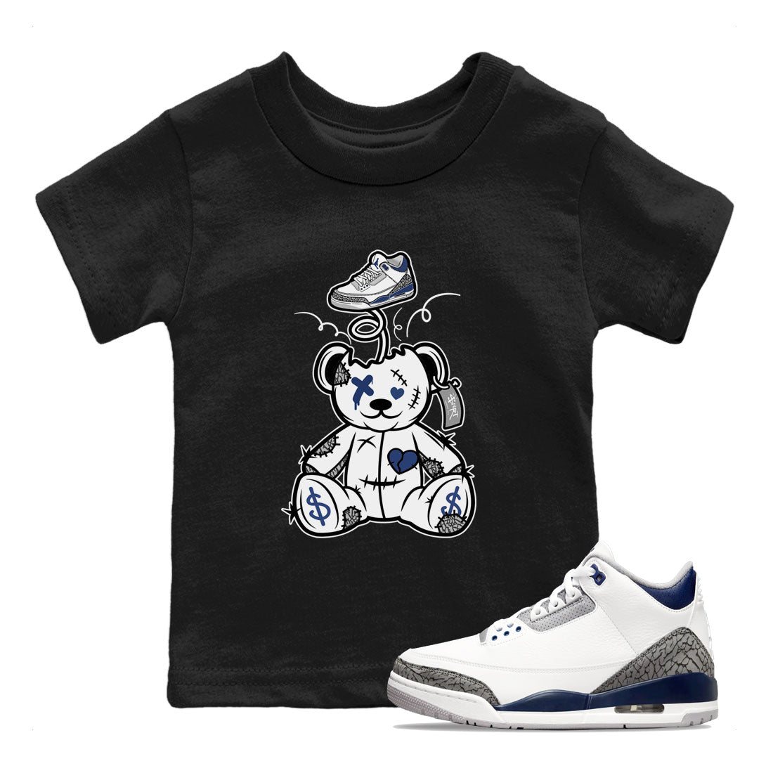 Surprise Teddy Bear snkmatch Tees Kids - Air Jordan 3 Midnight Navy 2023