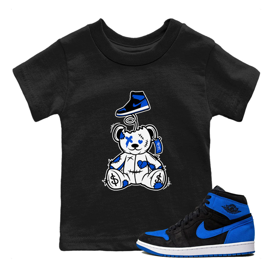 Surprise Teddy Bear snkmatch Tee Kids - Air Jordan 1 Royal Reimagined