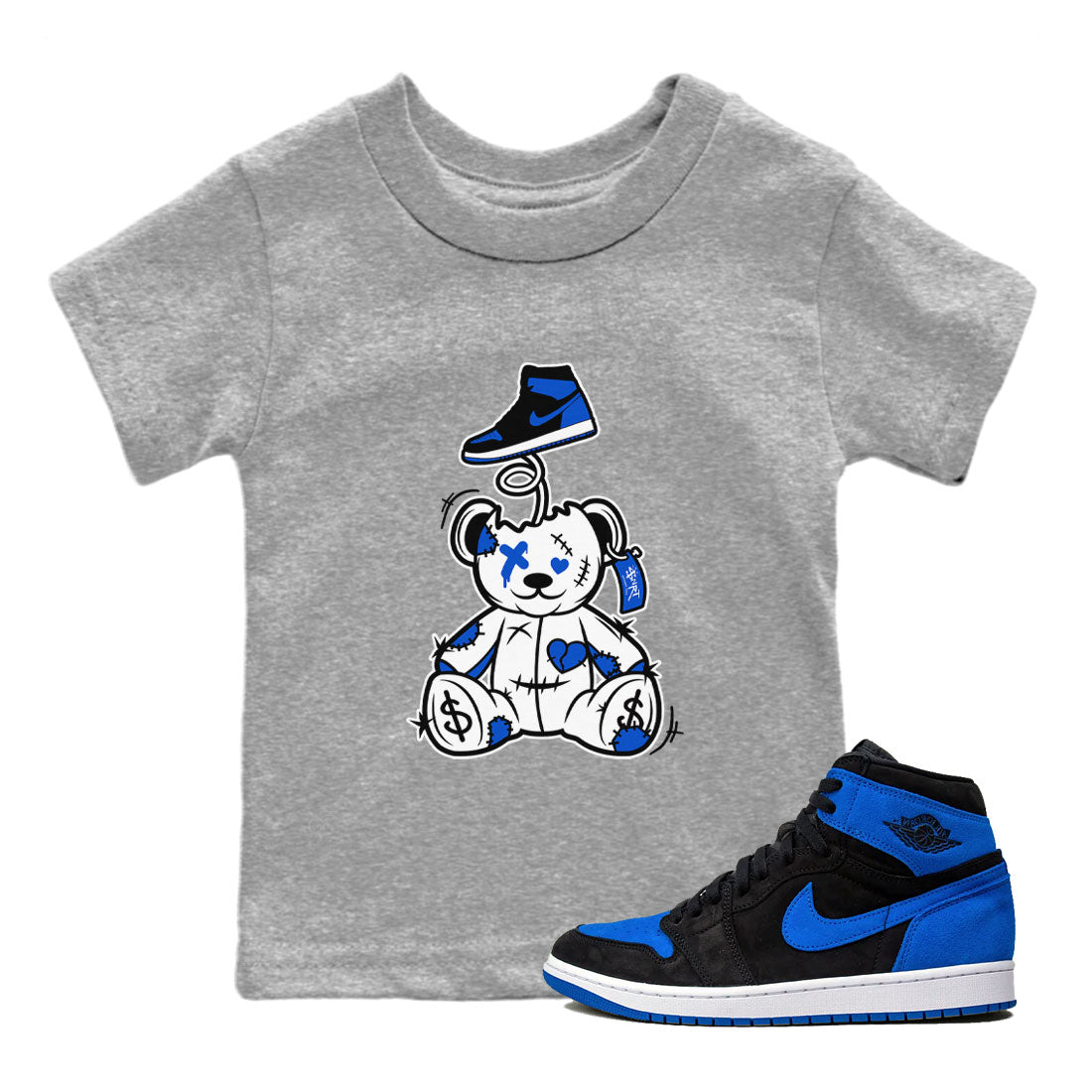 Surprise Teddy Bear snkmatch Tee Kids - Air Jordan 1 Royal Reimagined