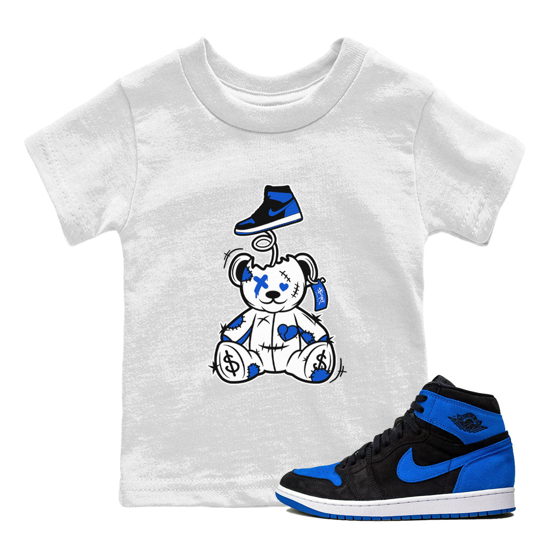 Surprise Teddy Bear snkmatch Tee Kids - Air Jordan 1 Royal Reimagined