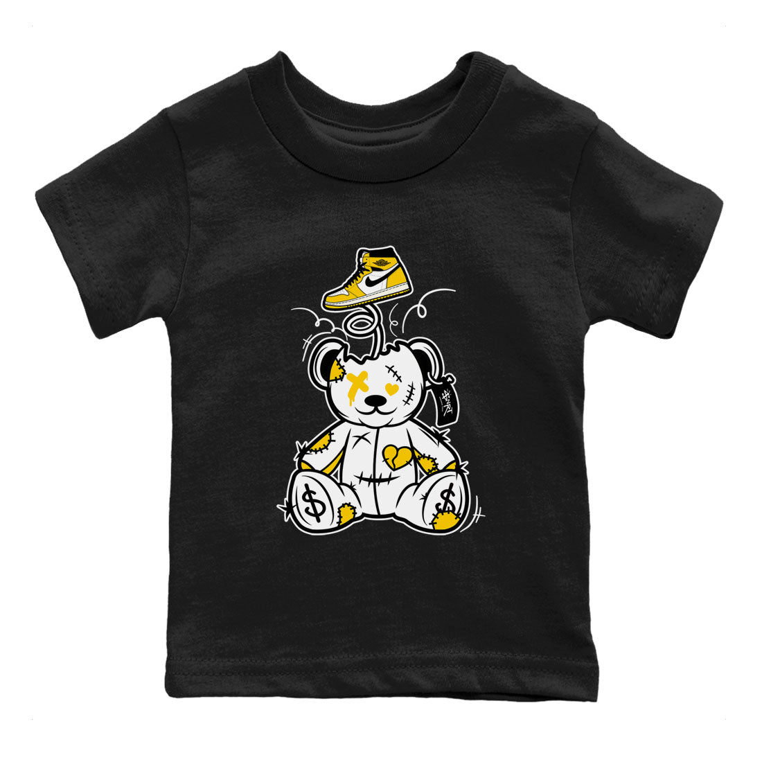 Surprise Teddy Bear snkmatch Tees Kids - Air Jordan 1 Yellow Ochre