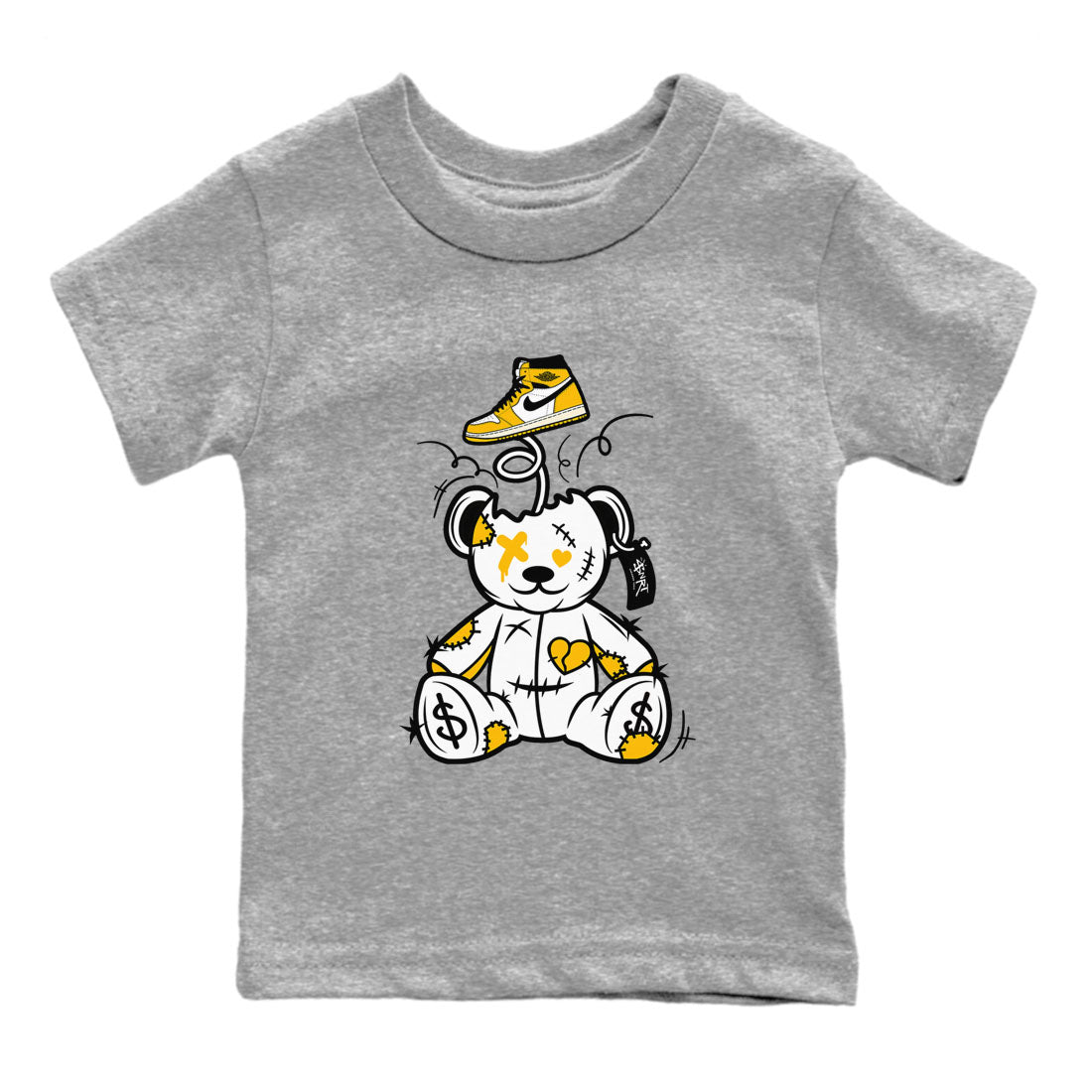 Surprise Teddy Bear snkmatch Tees Kids - Air Jordan 1 Yellow Ochre