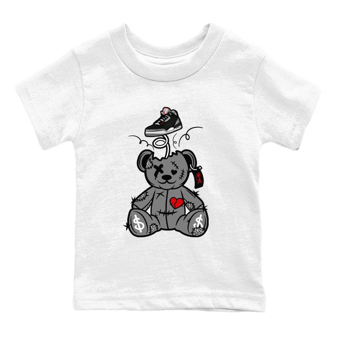 Surprise Teddy Bear snkmatch Tees Kids - Air Jordan 3 Black Cement