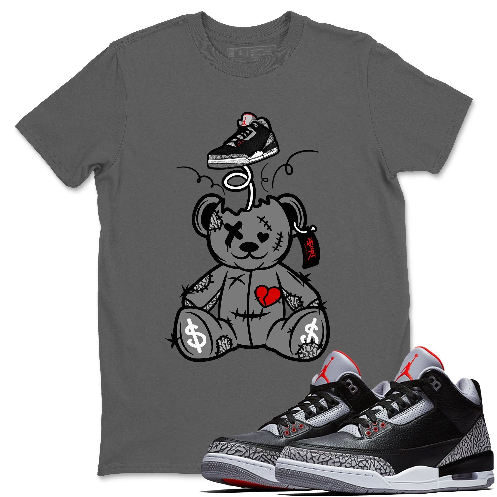 Surprise Teddy Bear snkmatch Tees - Air Jordan 3 Black Cement