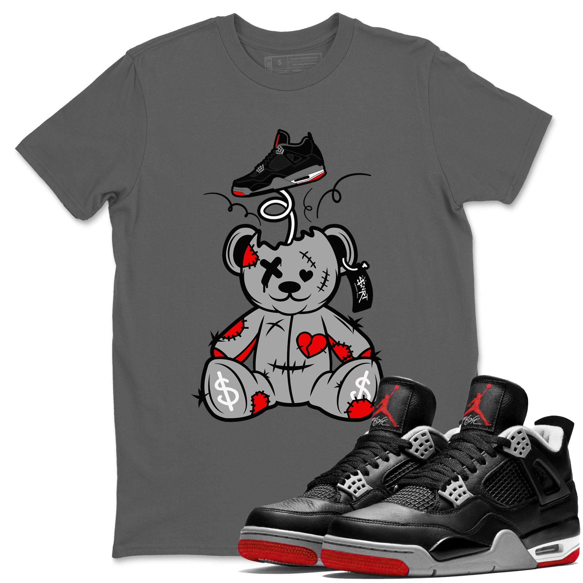 Surprise Teddy Bear snkmatch Tees - Air Jordan 4 Bred Reimagined