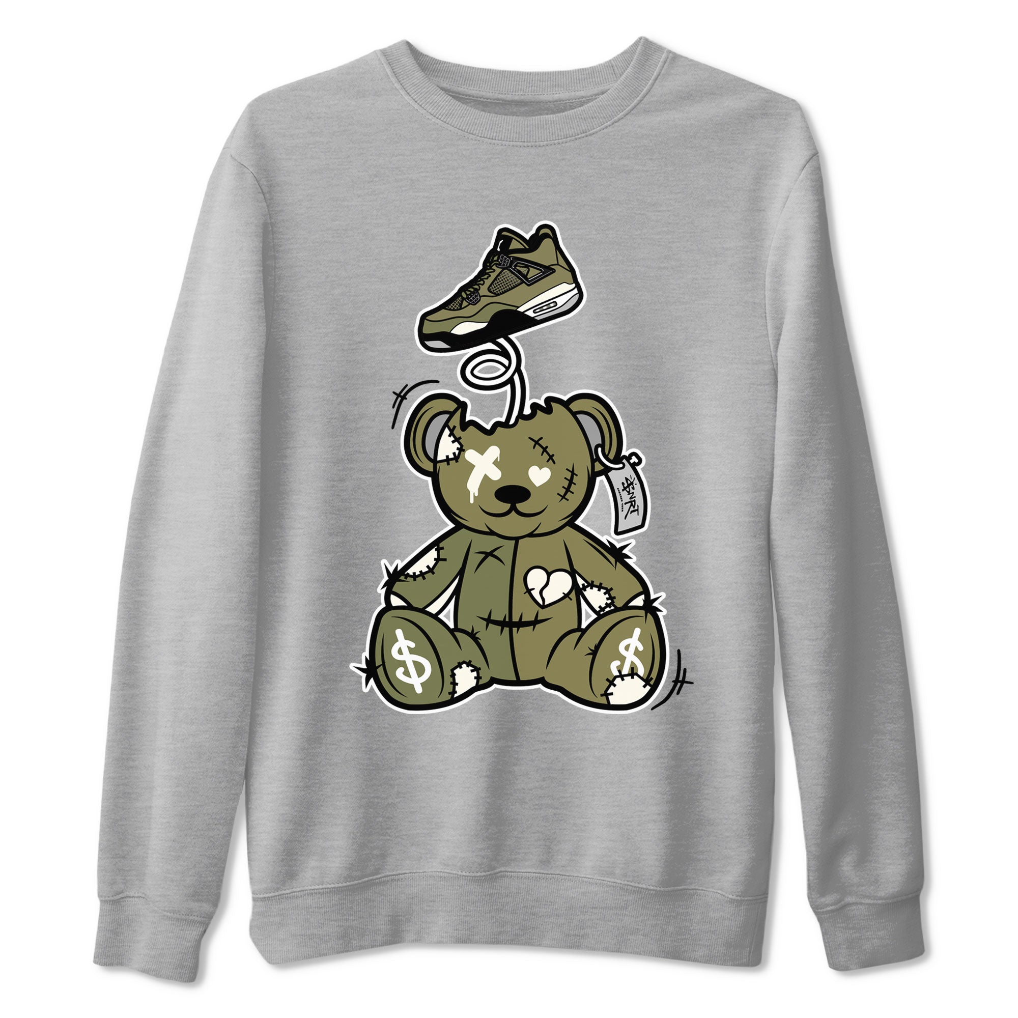 Surprise Teddy Bear snkmatch Tee - Air Jordan 4 Medium Olive