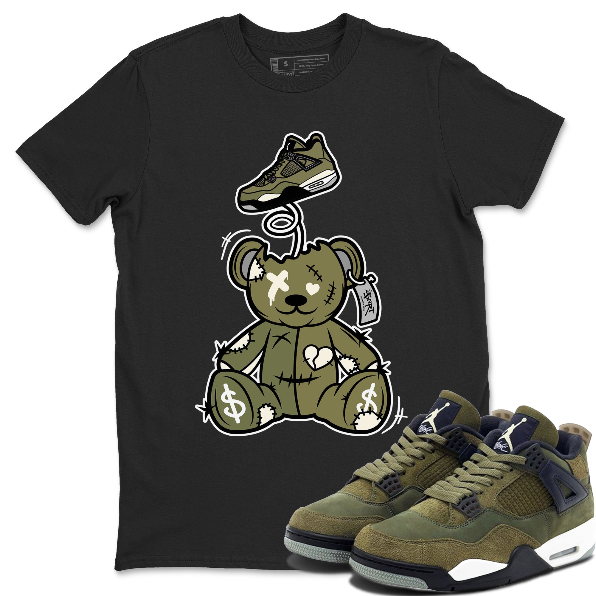 Surprise Teddy Bear snkmatch Tee - Air Jordan 4 Medium Olive