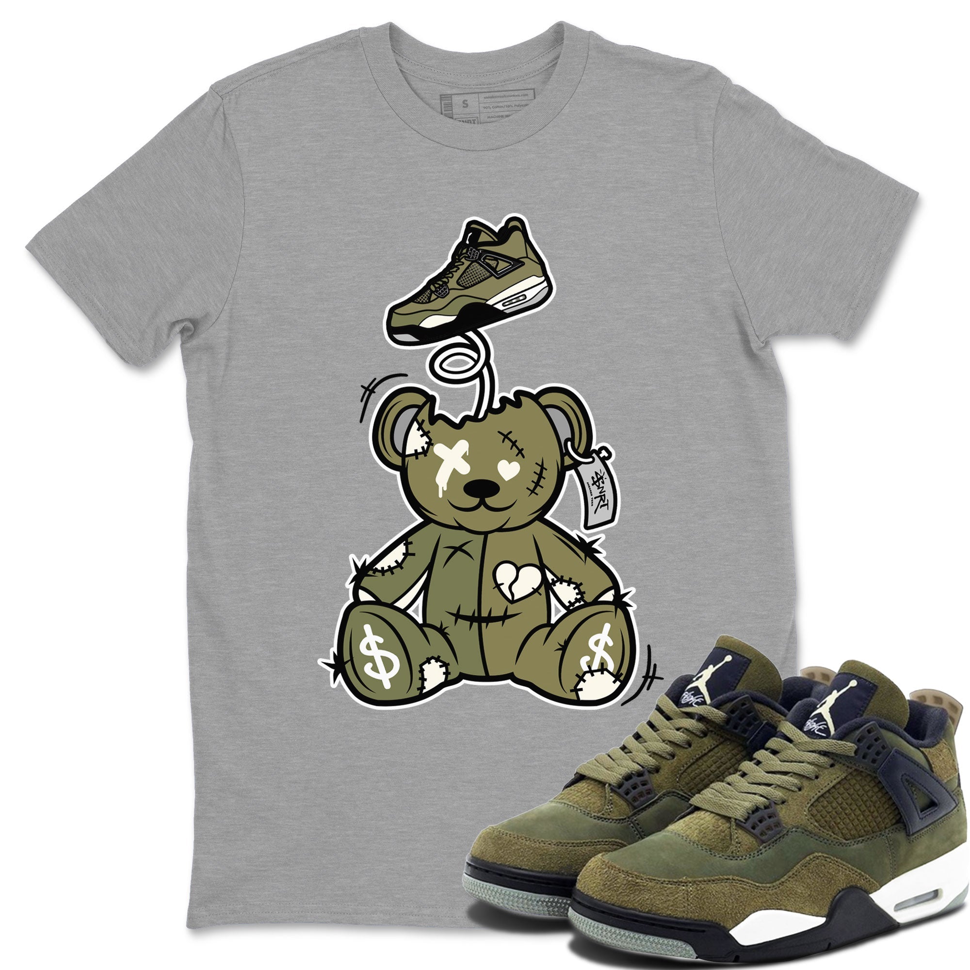 Surprise Teddy Bear snkmatch Tee - Air Jordan 4 Medium Olive