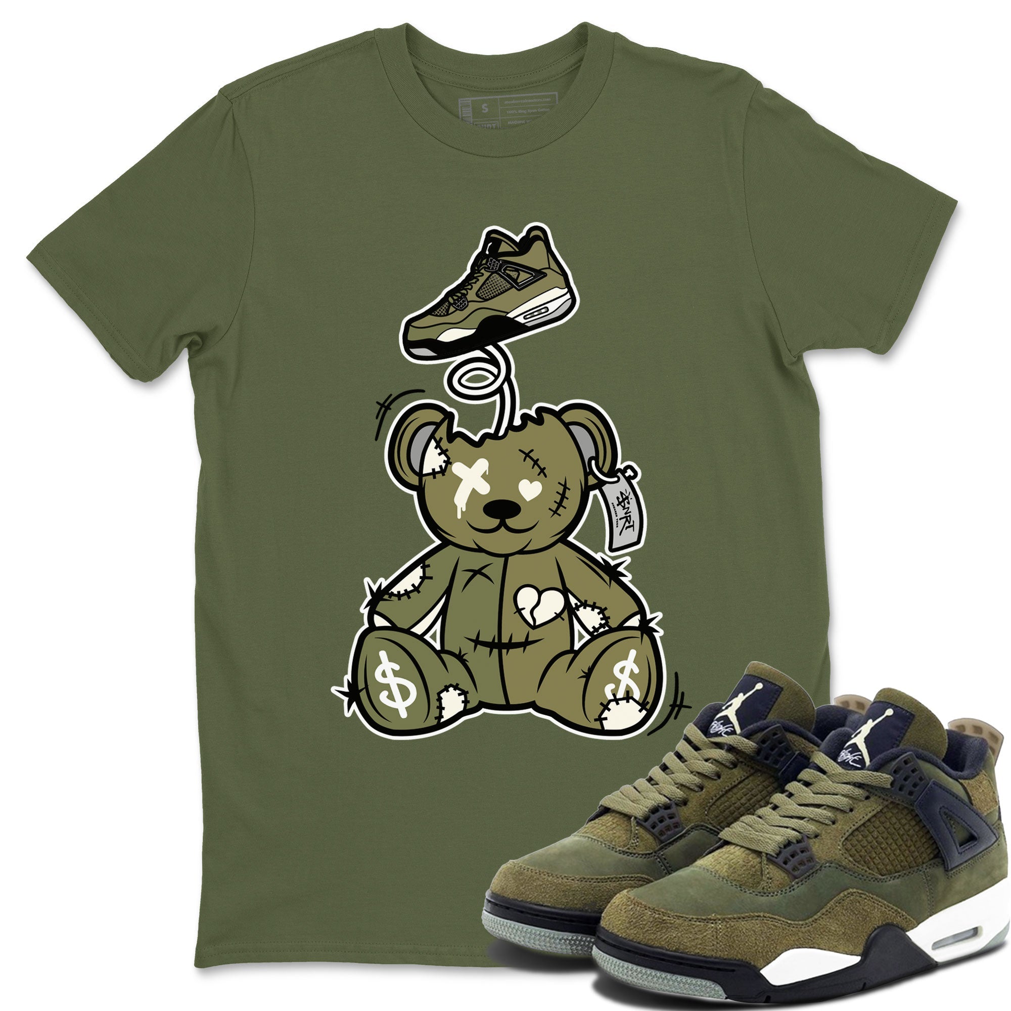 Surprise Teddy Bear snkmatch Tee - Air Jordan 4 Medium Olive