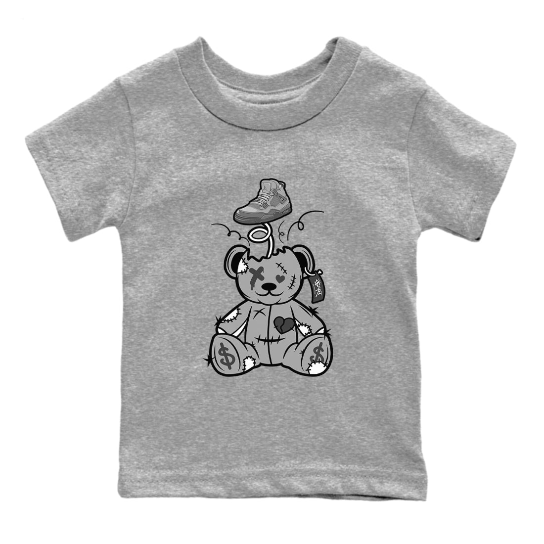 Surprise Teddy Bear snkmatch Tees Kids - Air Jordan 4 Wet Cement