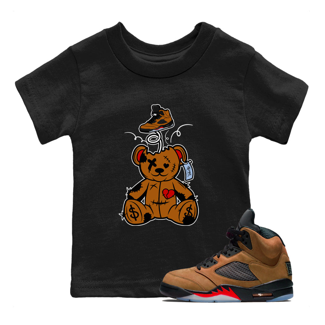 Surprise Teddy Bear snkmatch Tees Kids - Air Jordan 5 Archaeo Brown