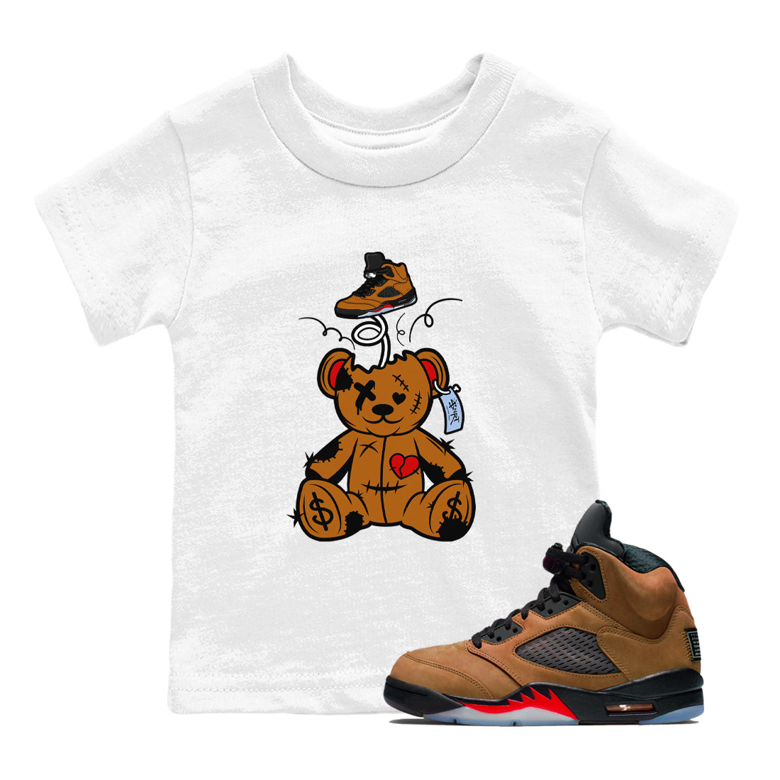 Surprise Teddy Bear snkmatch Tees Kids - Air Jordan 5 Archaeo Brown