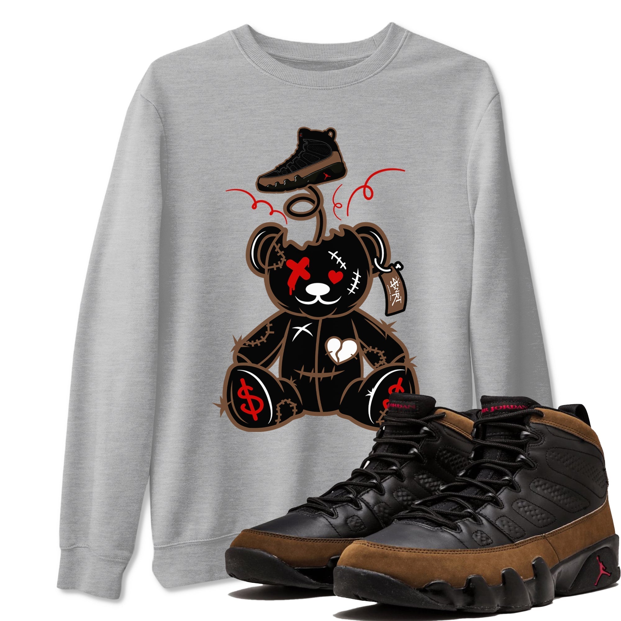 Surprise Teddy Bear snkmatch Tees - Air Jordan 9 Olive